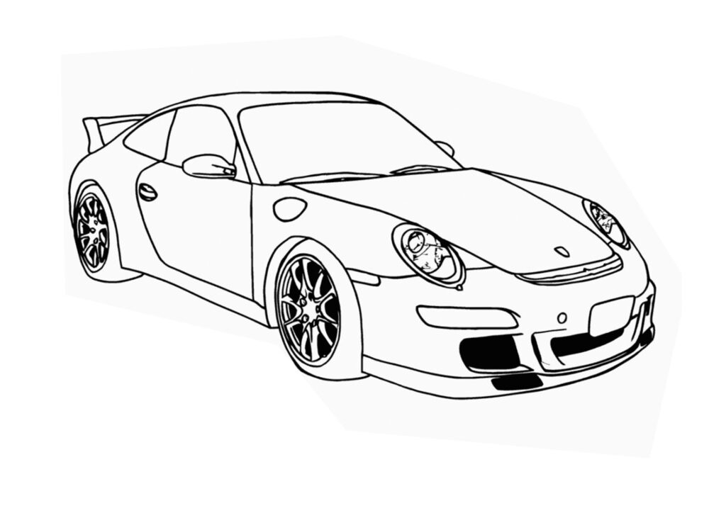 Porsche racing auto kleurplaat