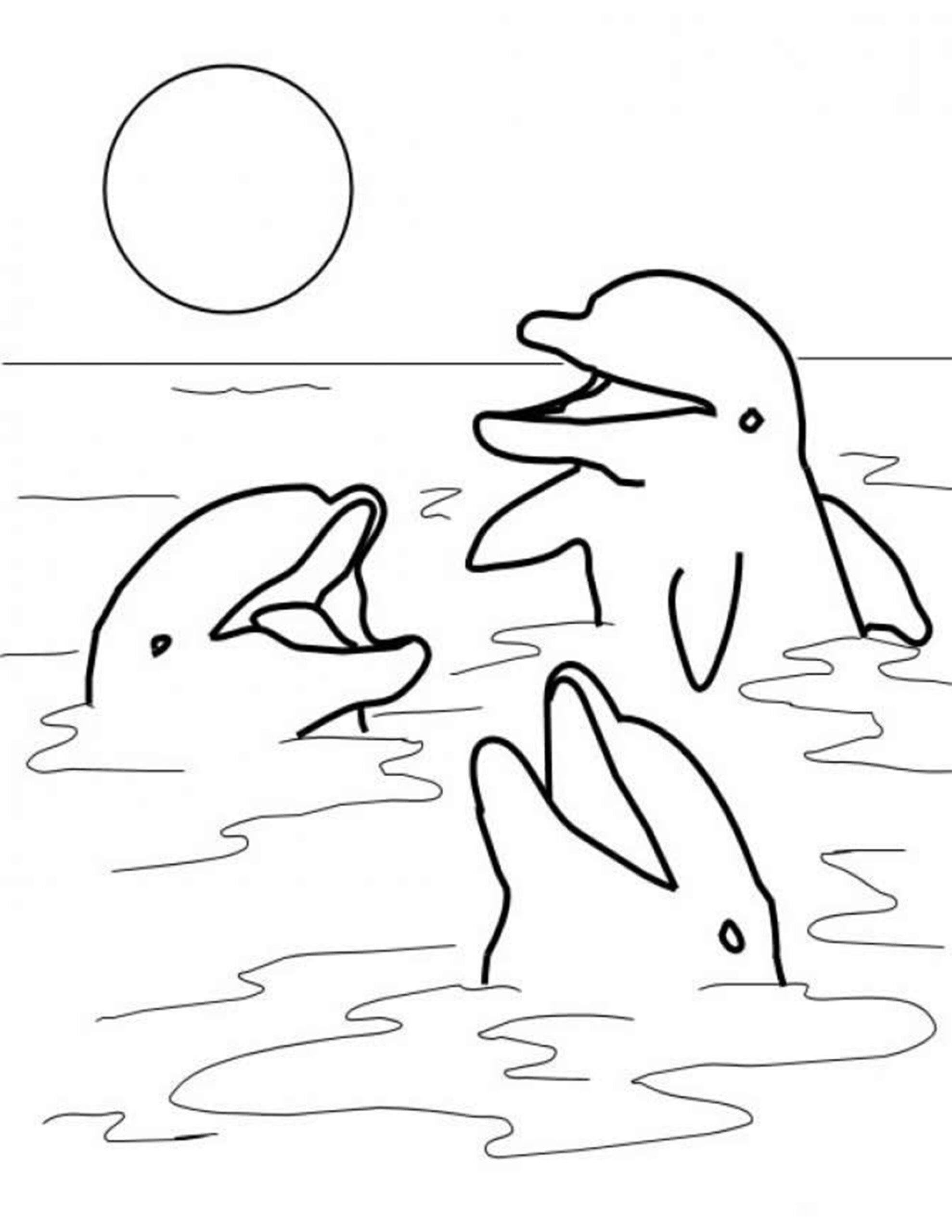 dolfijnen in het water kleurplaat