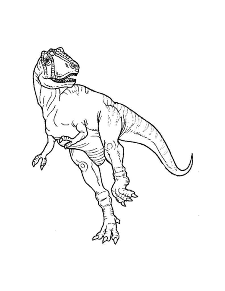 inkleuren T rex dinosaurus kleurplaat