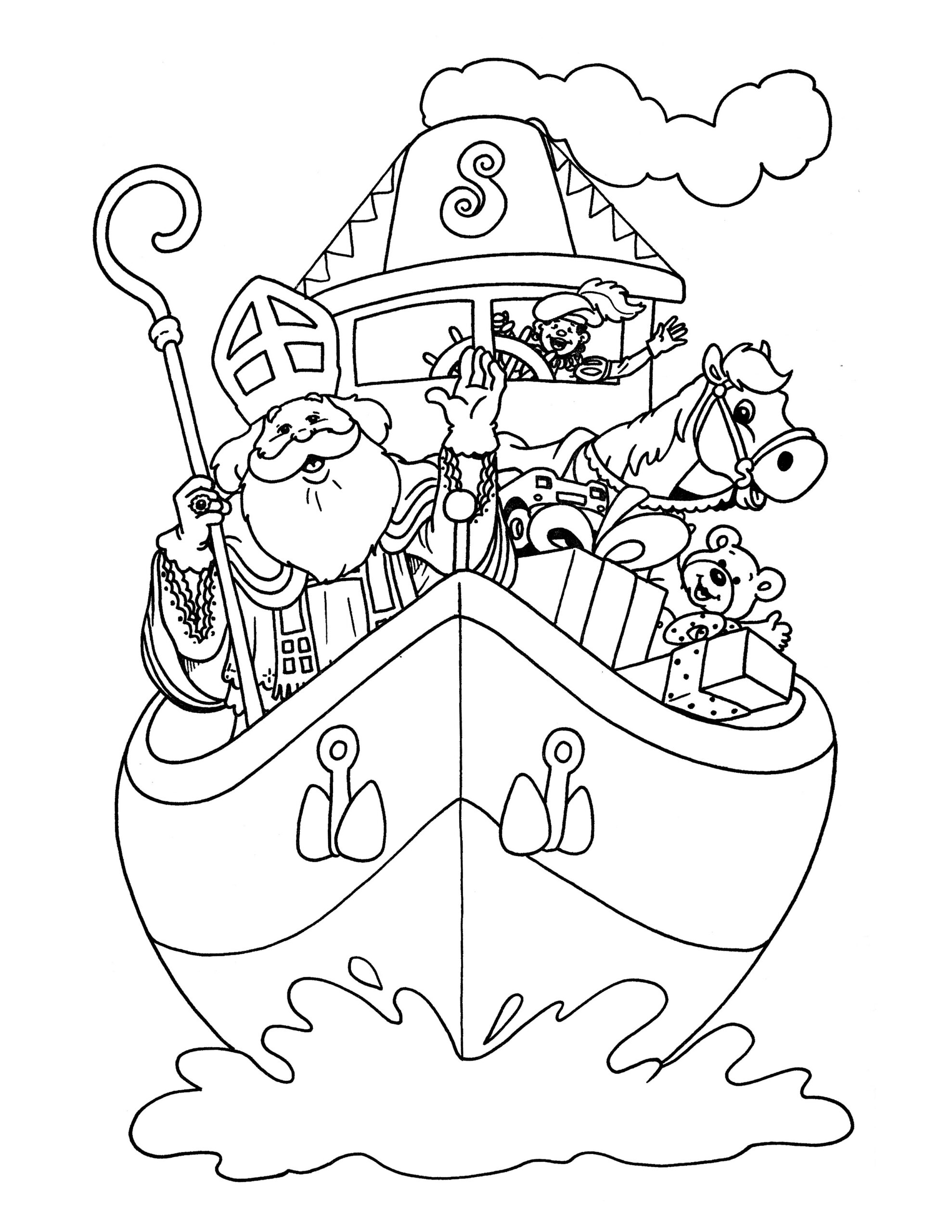kleurplaat sinterklaas boot uit spanje